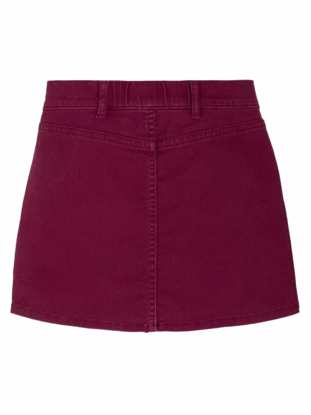 NWT - Denim Skirt with Braiding Details - Burgundy